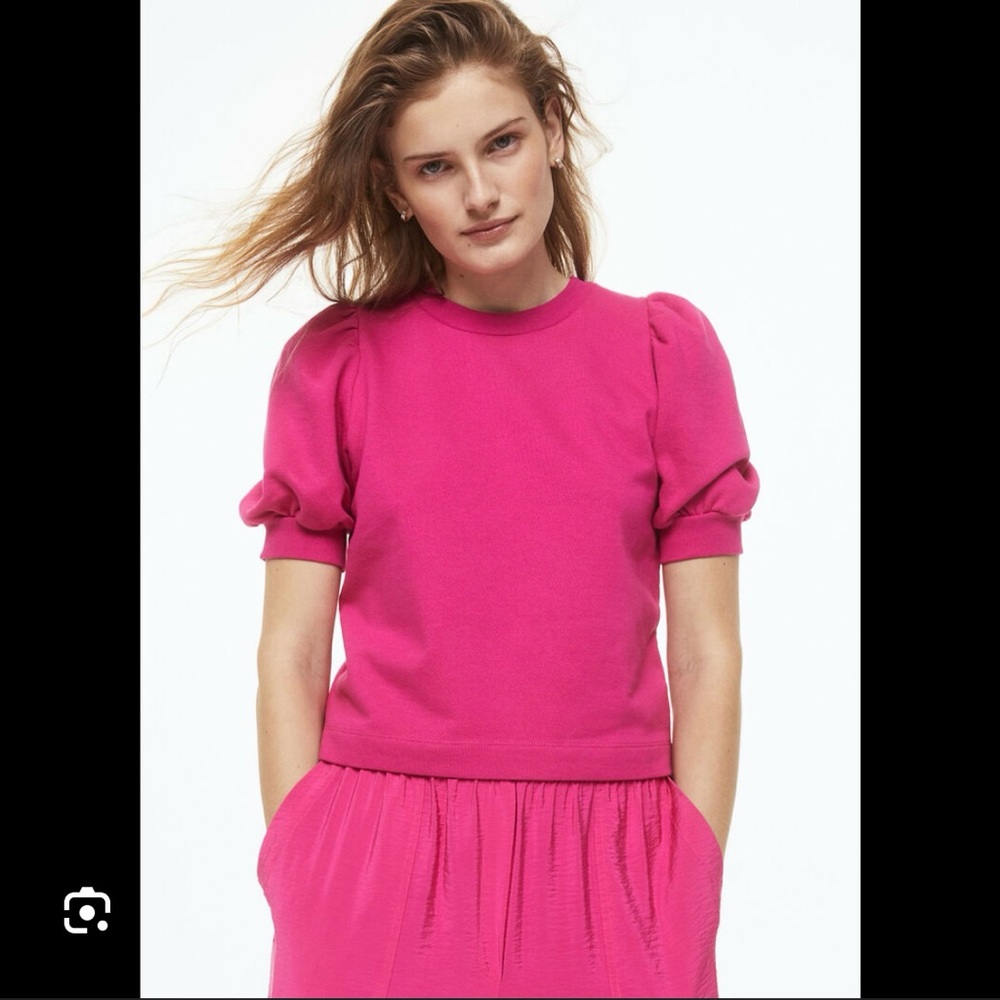 NWT H&M Puff Sleeve Top in French Terry